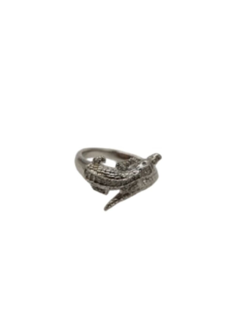 EA 925 Sterling Silver & Cubic Zirconia CZ Crocodile Ring Sz 9.75 Animal